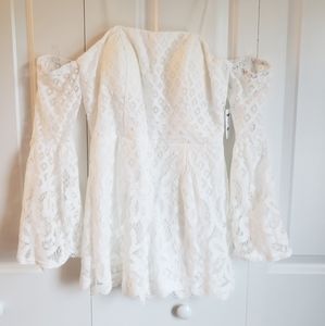 Lace off the shoulder romper